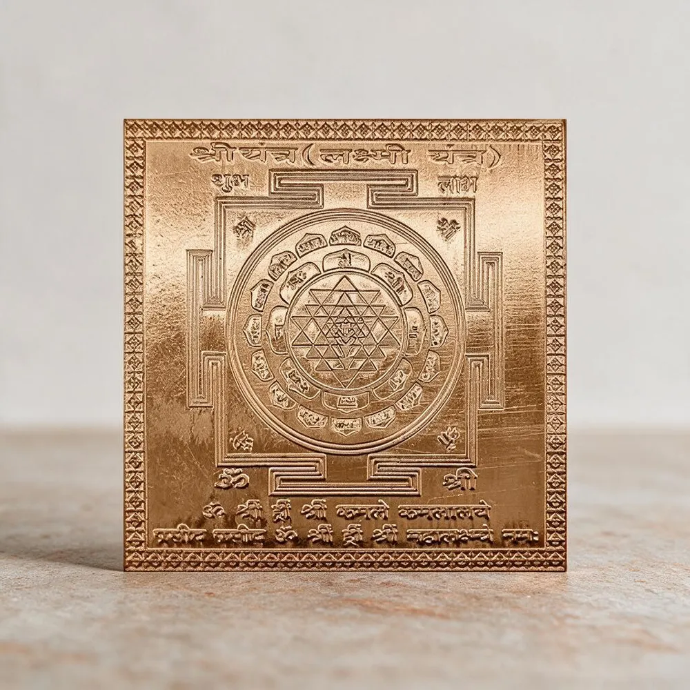 Copper Shree Yantra Engraved Plate For Puja And Vastu