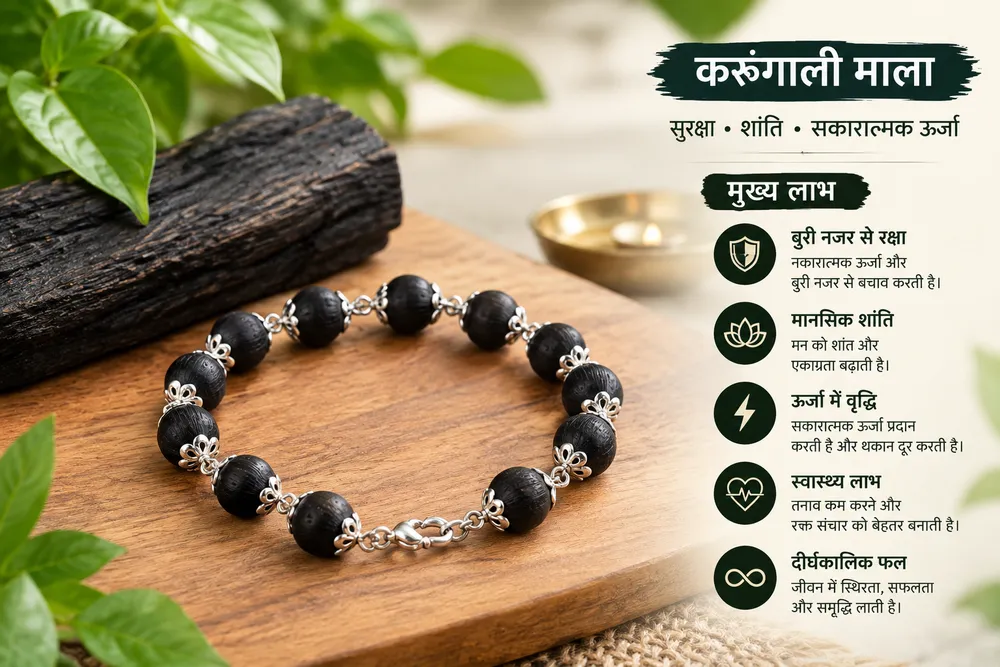 Karungali Black Ebony Wood Beaded with silver Capping Bracelet for unisex- Lab Certified — view 2