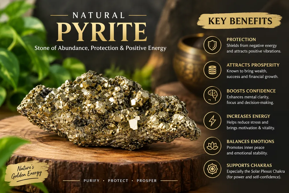 Maha Lakshmi Siddh Natural Raw Pyrite Stone For Vastu And Meditation-Lab Certified — view 2