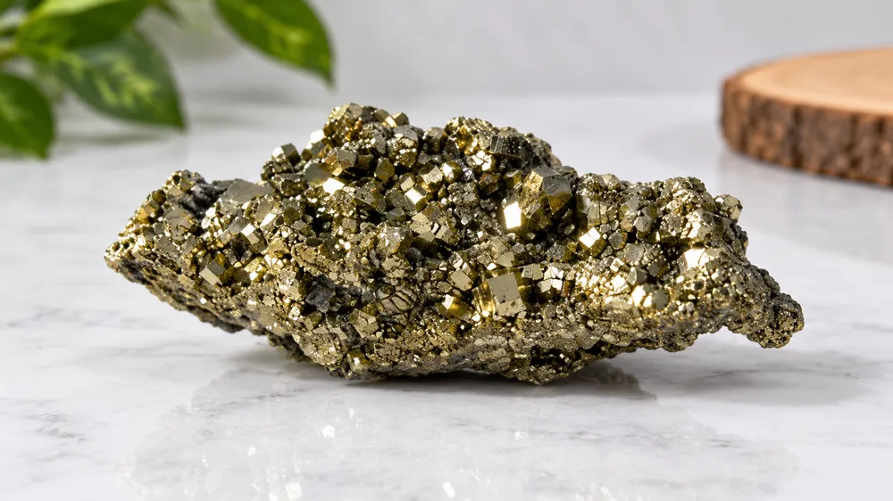 Maha Lakshmi Siddh Natural Raw Pyrite Stone For Vastu And Meditation-Lab Certified — view 3