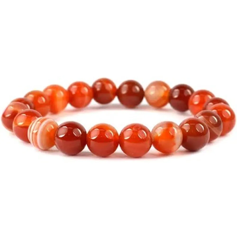 Natural Carnelian Gemstone Beaded Bracelet For Unisex with Lab Certificate — view 3
