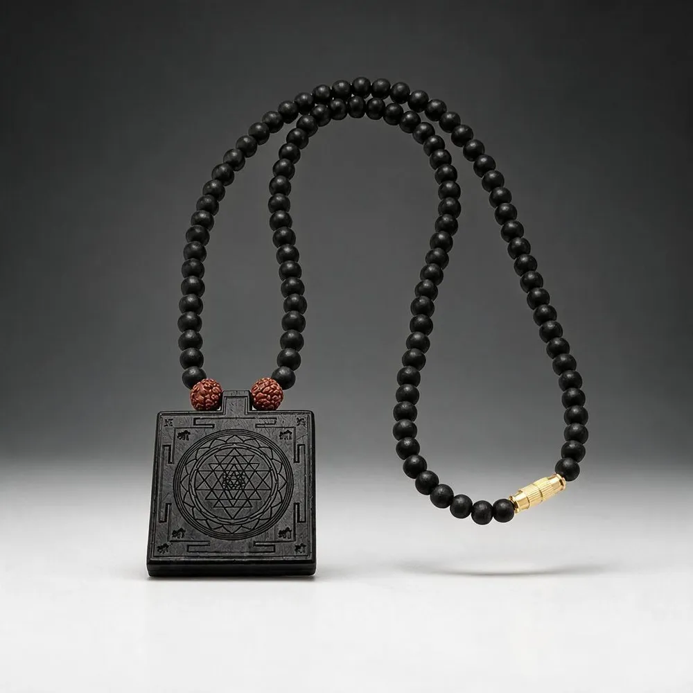 Natural Karungali Ebony Wood Beaded Mala नॅचुरल करुंगली (एबोनी वुड) माला 108+1 Necklace For Unisex with Lab certificate