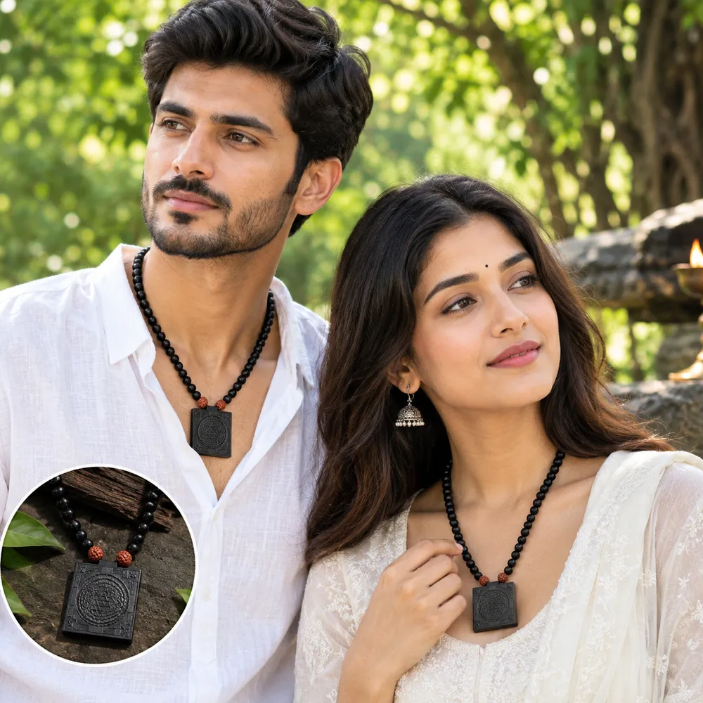 Natural Karungali Ebony Wood Beaded Mala नॅचुरल करुंगली (एबोनी वुड) माला 108+1 Necklace For Unisex with Lab certificate — view 2