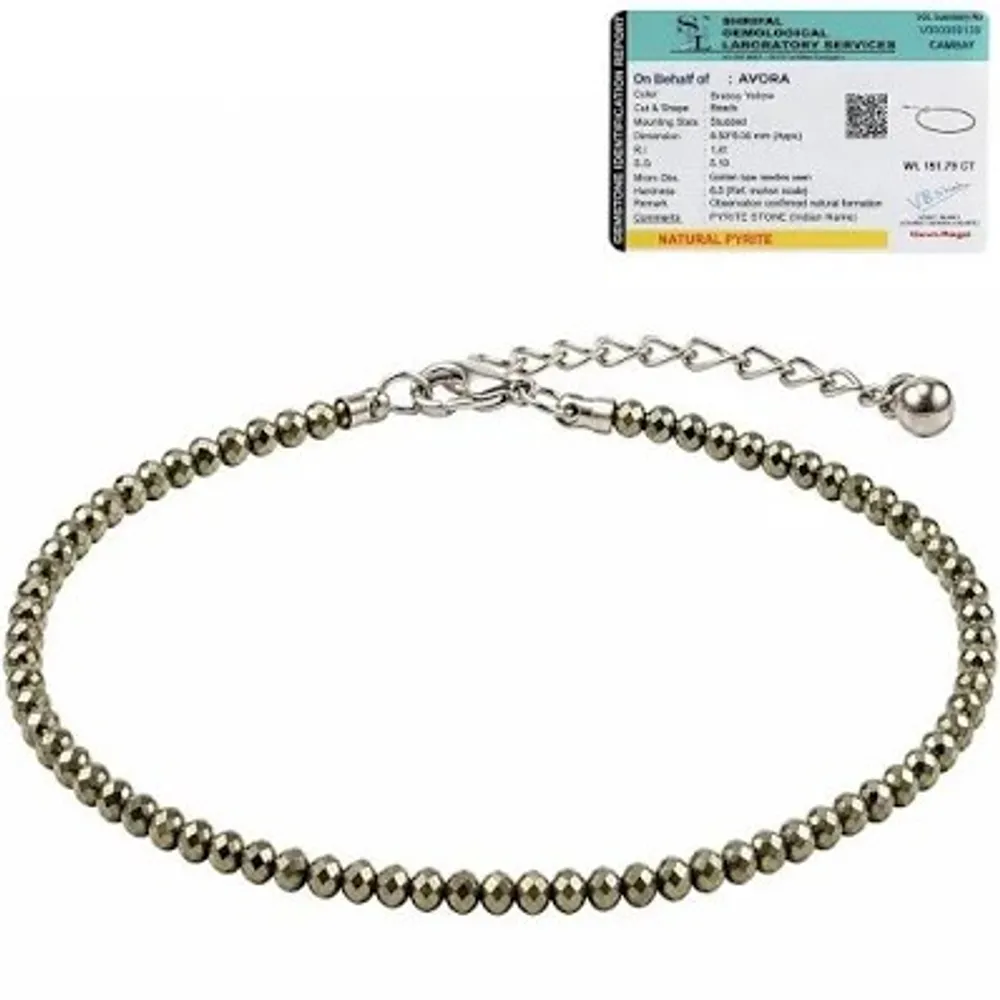 Natural Pyrite Beaded Gemstone Anklet For Women — view 2