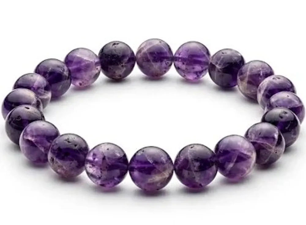Purple Amethyst Gemstone Beaded Bracelet For Unisex — view 3